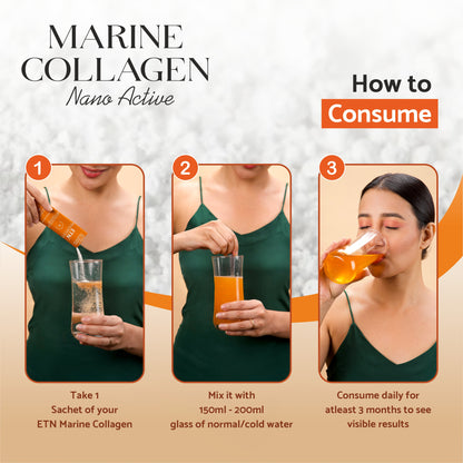 ETN Premium Japanese Marine Collagen | 8g Nano Collagen with Glutathione &amp; Astaxanthin | For Skin, Hair &amp; Joint Health