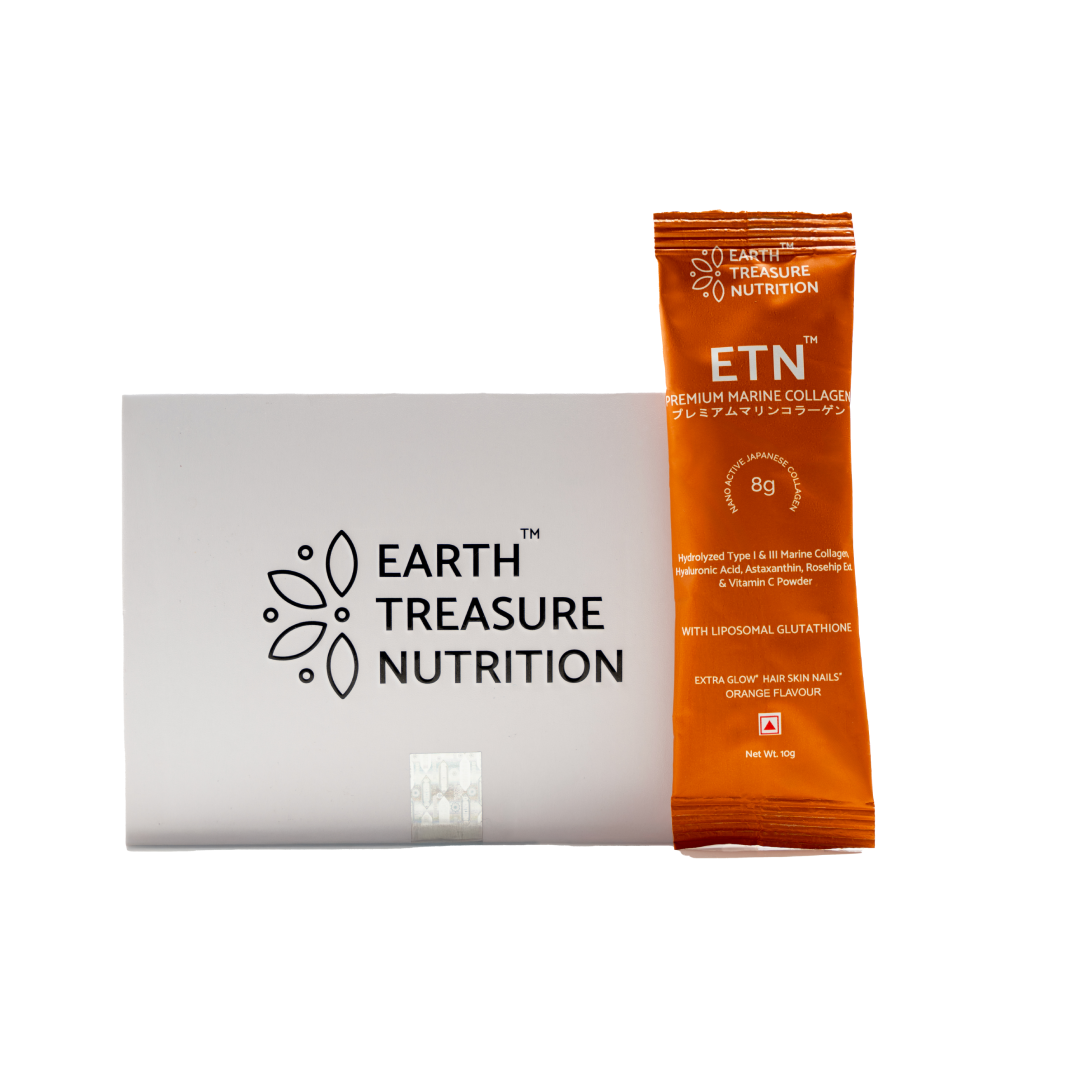 Earth Treasure Nutrition ETN Premium Marine Japanese Collagen Supplements | 8g Nano-Active Collagen Powder for Men &amp; Women | Enhanced Absorption with Liposomal Glutathione &amp; Astaxanthin. for Skin, Hair, Nails &amp; Joint Health