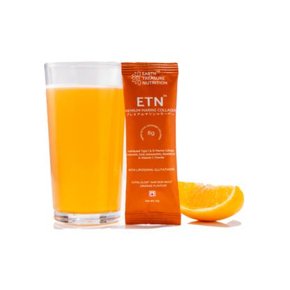 Earth Treasure Nutrition ETN Premium Marine Japanese Collagen Supplements | 8g Nano-Active Collagen Powder for Men &amp; Women | Enhanced Absorption with Liposomal Glutathione &amp; Astaxanthin. for Skin, Hair, Nails &amp; Joint Health