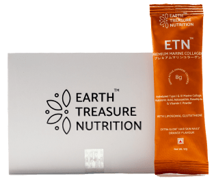ETN Premium Japanese Marine Collagen Powder – 8g Nano Collagen with Glutathione, Astaxanthin &amp; Vitamin C – Supports Skin, Hair &amp; Nail Health – Natural Orange flavour – 200g - Earth Treasure Nutrition